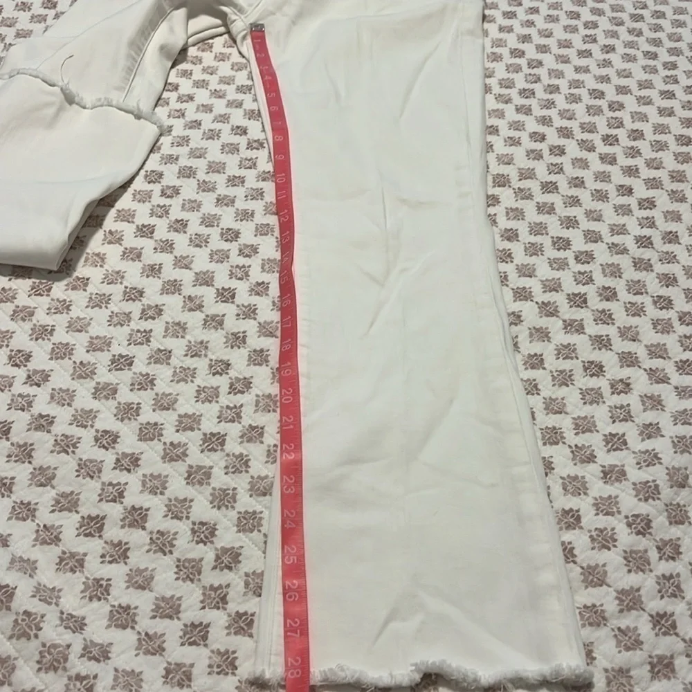 Madewell Cali Demi Boot Jeans in Pure White Denim Raw Hem Edition Size 29